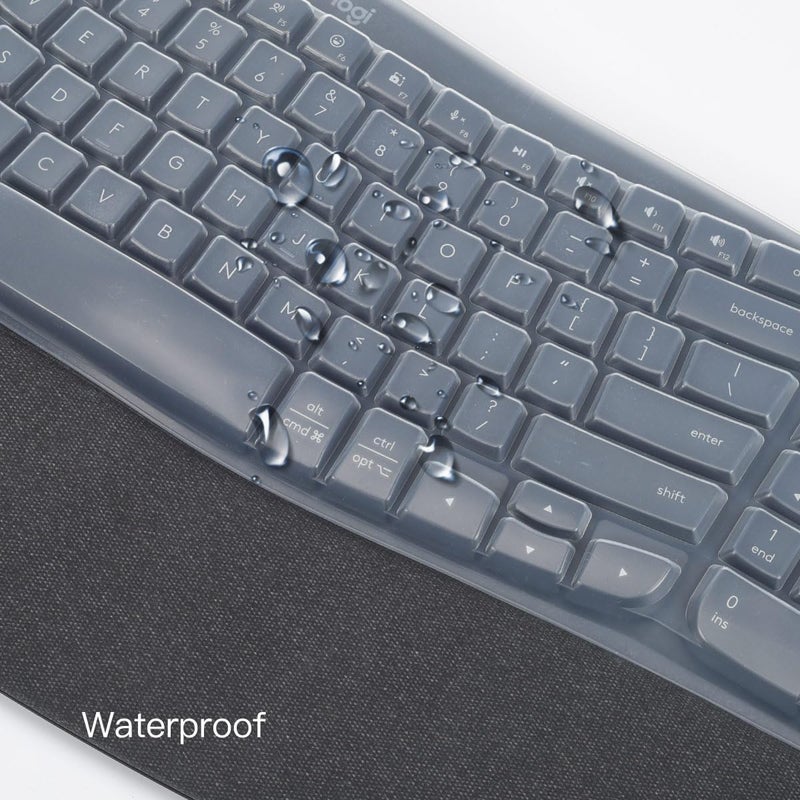 imComor Keyboard Cover Skin for Logitech Wave Keys MK670 Combo Keyboard Skin, Logitech Wave Keys Wireless Ergonomic Keyboard Cover Protector Skin, Logitech Wave Keys Accessories, Clear - Image 3